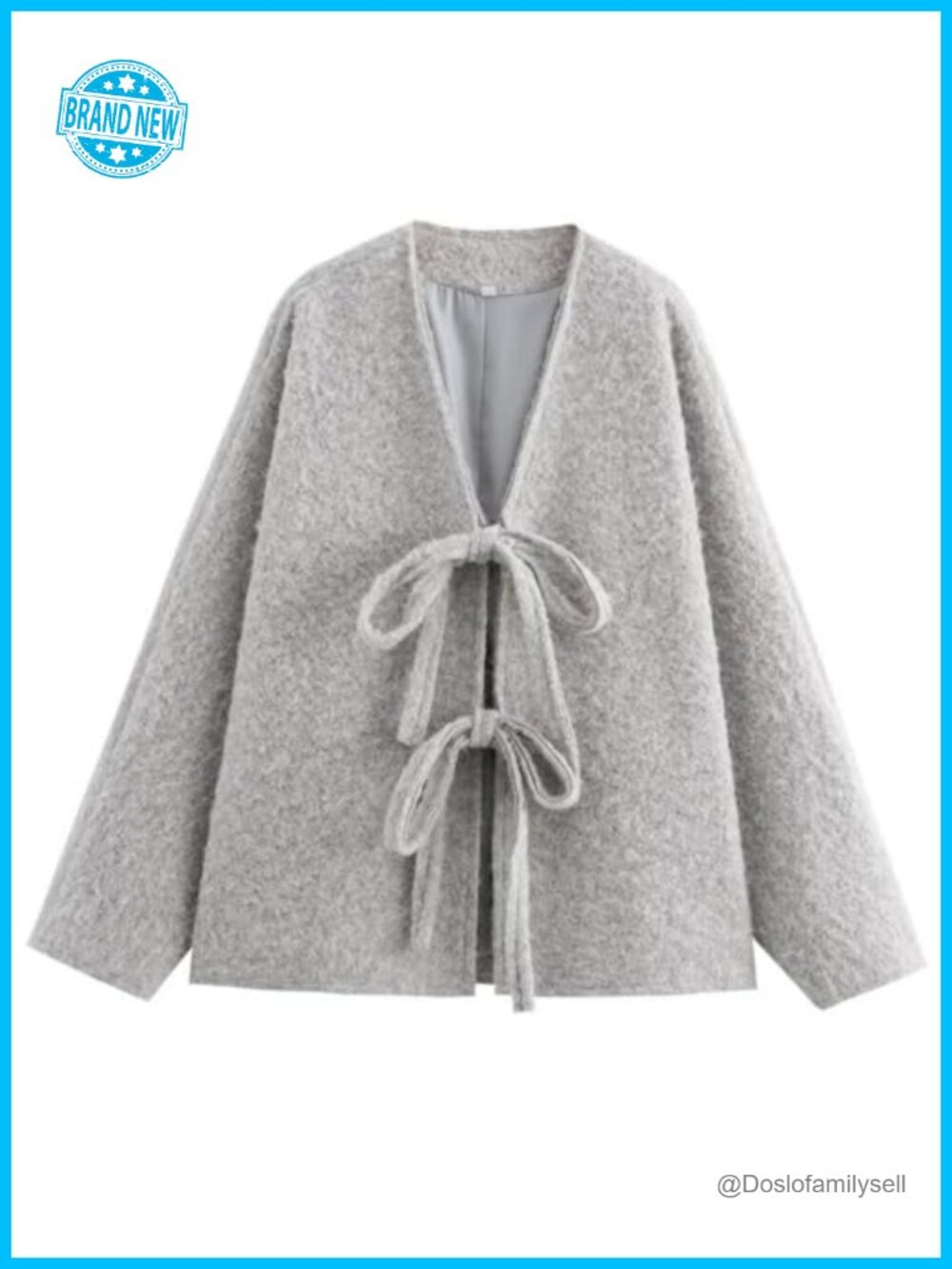 Fuzzy Wool Blend Tie Front Batwing Oversized Trench Coat